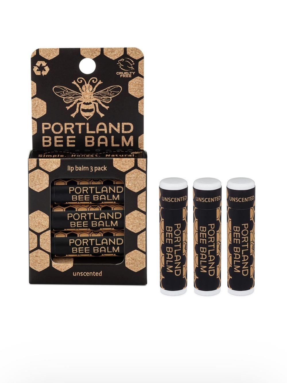 Unscented Lip Balm - Black & Gold (3-Pack)
